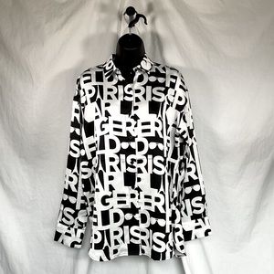 Karl Lagerfeld Paris Signature Satin Shirt - Monochrome Chic